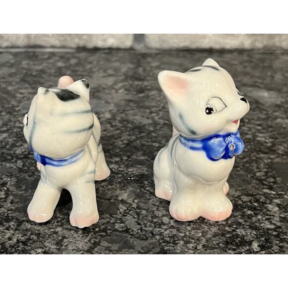 Vtg 50s 60s Lipper & Mann 2 Porcelain Striped Kittens Japan Missing Mom & Leash - Picture 3 of 13